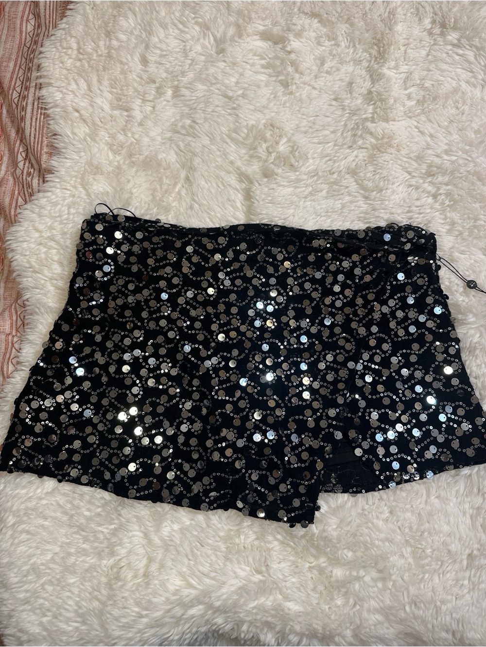 Emerson Lang Black Silver Sequin Mini Skort L Party Clubwear NWT - Picture 3 of 11